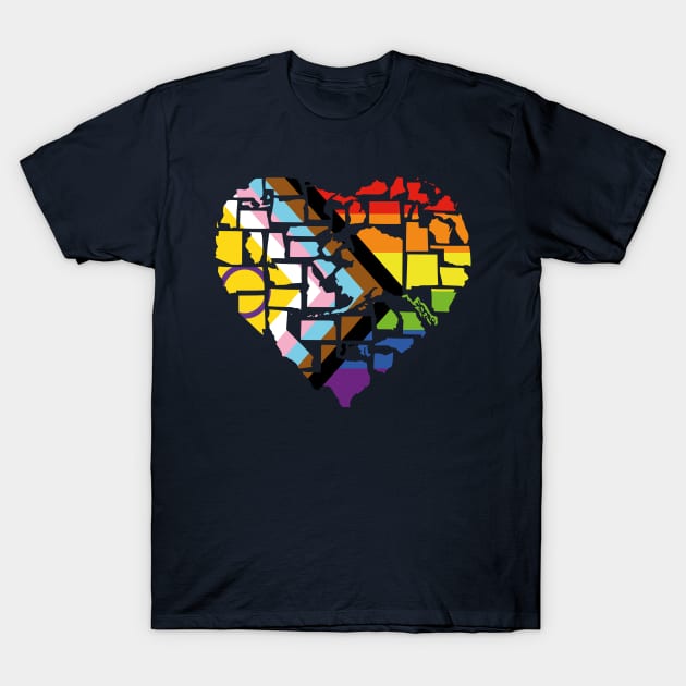 Intersex-Inclusive Progress Pride Flag Shirt Love Not Hate 2SLGBTQ+ Pride in All 50 States Gay Pride Shirts Queer Pride Bisexual Pride T-Shirt by Yesteeyear